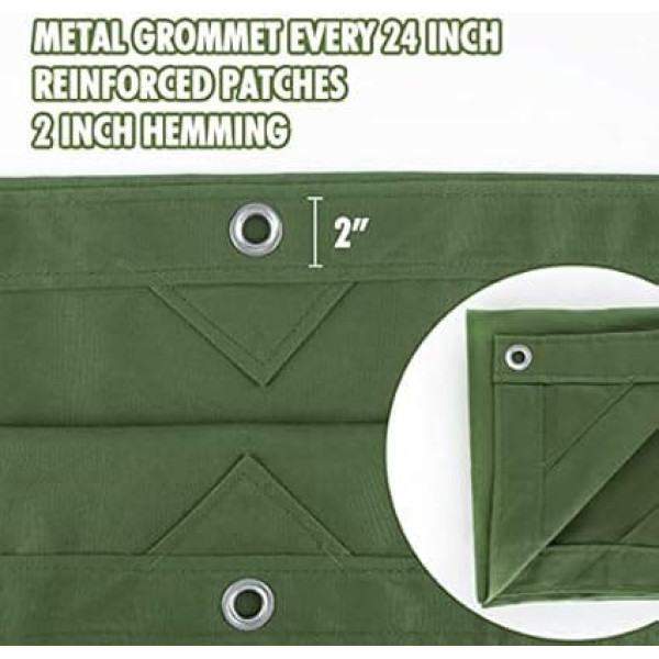 Cartman Olive Green 283 g Canvas Tarpaulin 3 Sizes for Option (183 cm x 244 cm)
