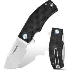 Harnds Pocket Knife D2 Steel Folding Knife Tanto Blade EDC Knife with Pocket Clip, G10 Handle, Sharp Camping Knife Revenant (Black Satin)