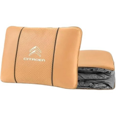 QYPLKJHG Reisedecke Kissen 2 in 1 für Citroen C4 L 2013-2016, Autokissen Decke mit Auto Logo Reisedecke für Auto Kuscheldecke Auto Decken Kissen Flugzeugdecke Auto Accessoires,Beige