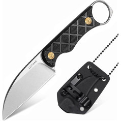 LOTHAR BEAVER Neck Knife Knife, 14C28N Steel Fullang Small Fixed Knife with G10 Handle, Outdoor Mini Knife with Kydex Sheath and Belt Clip