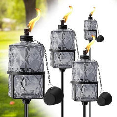 4 Pack Grey Glass Garden Torch 12oz Garden Decoration 60