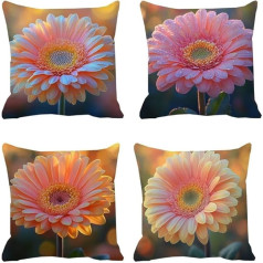 Wasserdicht Outdoor Kissen 55 x 55 cm,Nelkenblüte modern kissenbezug 22 x 22 in, 4er Set Dekokissen, Wasserfest sofakissen Superweicher, Kissenbezüge Dekor Kissen für Garten Sofa Wohnzimmer Bett k-372
