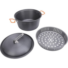 Kochkochgeschirrkit, Metallkonstruktion Hängefunktion Picknick Pot 5L Kapazität Multifunktional mit Deckel Zum Kochgrilling (Dual -Grifftyp)