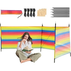 Camping-Windschutz, Sonnen- und Windschutz, extra hoch, bunt, für Camping, Picknick, Garten, Reiseausrüstung, Familienausflüge, Küstenwind