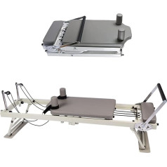 ZephyrGlow SpringAndLatexDual-PurposeType Beige Pilates Reformer for Home with Foldable Structure and Metal Springs, Perfect for Women Who Want to Increase Their Core Strength, Flexibility and Fitness