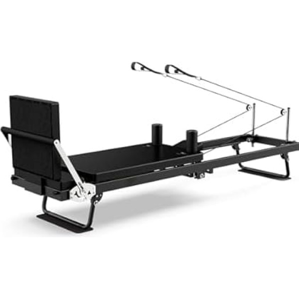 ZephyrGlow Pilates Reformer Set for Home, Includes Foldable Machine and Yoga Equipment, Increases Core Strength and Balance, LatexType Black