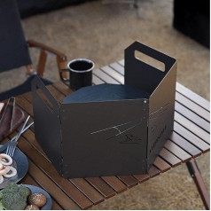 BTYQKZVPM Windschutz für Kocher, Carbon Steel 4 Platten Klappbarer Campingkocher Windschutz mit Aufbewahrungstasche Multicolor