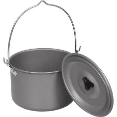 Pesfehhy Picknick-Hängetöpfe, Kochtopf Aus Aluminiumlegierung, 4,5 L, Kompakter Campingtopf für Wanderungen, Rucksackreisen, Picknick