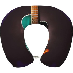 SDEGTHO Reisekissen mit Gitarre, Flugzeug, Reisekissen, reiner Memory-Schaum, Nackenkissen, bequem, atmungsaktiv, Musikgrün
