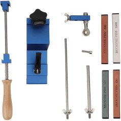 Schneiderschärfersystem mit 4 Schleifsteinen und festem Winkel, Edelstahlkonstruktion für Köche und Hobbyköche, inklusive Schnellbefestigungsclip und Schleifstein