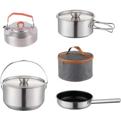 Sharplace Camping-Kochgeschirr-Set, Kochset, antihaftbeschichtet, leicht, mit Aufbewahrungstasche, Kochset mit Wasserkocher für Familien, Lagerfeuer, drinnen,