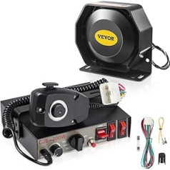 VEVOR Car Warning Alarm Speaker Siren Kit, 8 Tones Emergency Warning Siren 200W with PA Speaker, MIC System, Vehicle Siren Box, Police, Ambulance, Fire and Engineering Vehicles