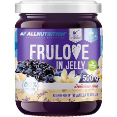 ALLNUTRITION Frulove In Jelly Blueberry & Vanilla - Sugar-Free Jam - Jam without Sugar - 80% Jelly Fruit Low Calorie Sweets - Fruit Spread without Sugar - Bread Spread Vegan - 500 g