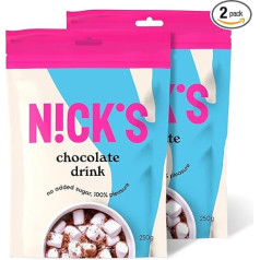 NICKS Chocolate Drink, Hot Chocolate without Added Sugar, High-Quality Cocoa Drinking Chocolate Keto, Vegan, Gluten Free (250 g x 2 Pack)