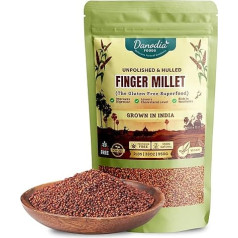Danodia Foods Ragi (Finger Millet) Whole Grain, 450 g - Unpolished, Gluten Free, Rich in Iron, Calcium, Fibre & Protein, Non-GMO, Vegetable, Low GI, Quick Preparation, Resealable