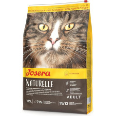 JOSERA Naturelle (1 x 10 kg) | Adult | Premium Dry Food for Adult Sterilised Cats | Poultry & Trout | with Moderate Fat Content | Grain-Free | Cat Food | Pack of 1