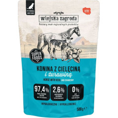 Wiejska Zagroda zirga gaļa ar teļa gaļu mitrā barība suņiem 500g