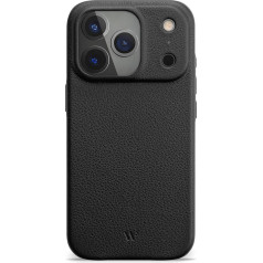WIIUKA Case for iPhone 17 Pro, Leather from Germany, Leather Extra Thin, Premium Mobile Phone Case, Qi, Skiin, Black