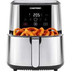 Chefman TurboFry Touch Hot Air Fryer, XL 7.6-L Family Size, One-Touch Digital Presets, Chips, Chicken, Meat, Fish, Dishwasher Safe, Automatic Shut-Off, Stainless Steel
