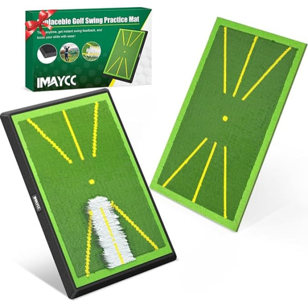 IMAYCC Golf Mat 2-Piece Interchangeable - Exercise Mat with Non-Slip Rubber Base for Percussion Analysis (Swing Training) - Indoor & Outdoor Golf Beginners, Adults & Children