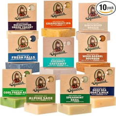 Dr. Squatch Natural Soap Bar for Men, 10 Soap Bars - Alpine Sage, Birch Wood Breeze, Coconut Shipwrecked, Cool Fresh Aloe, Greek Eucalyptus Yogurt, Wooden Barrel Bourbon