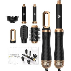 Airstyler Hair Styler Set 6 in 1 Hair Styler with Round Brush Dryer Hair Styler Warm Air Brush Hair Dryer Diffuser Airflow Curling Iron Automatic Volume Blow Drying Brush for Straightening, Drying
