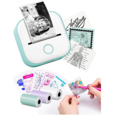 Mini Printer - Tiny Printer T02 Mini Printer for Smartphone Mini Thermal Printer Bluetooth Photo Printer Sticker Printer Label Printer Instant Printing for Study Notes, Anatomical Charts, Photos