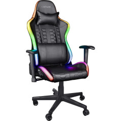 Trust Gaming GXT 716 Rizza Gaming Chair with RGB LED Lighting, 350 Colours and Effects, Height Adjustable Armrests, All-Round Rotation, Ergonomic Office Chair, Gamer Chair - Black