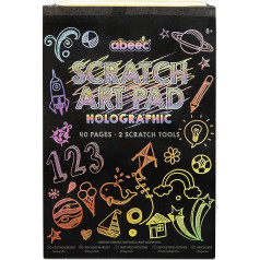 abeec Scratch Art Pads Holographic - Scratch Art For Kids - Scratch Art Paper Scratch Book - Arts And Crafts For Kids - Scratch Art Party Bag Fillers - Holographic Scratch Paper