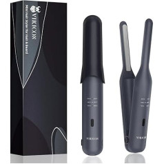 VIKICON Beard Straightener for Men, 2-in-1 Mini Hair Straightener & Curler, Wireless Battery Straightener with 3 Temperature Levels, Straightener for Beard, Short Hair & Travel