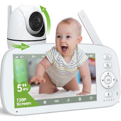 LEMFO Baby Monitor with Camera 5 Inch 720P IPS Video Baby Monitor without WiFi, 5000 mAh Battery 355 Degree Night Vision, Noise/Temperature Detection, Two-Way Audio, 293 m High Range, Plug & Play