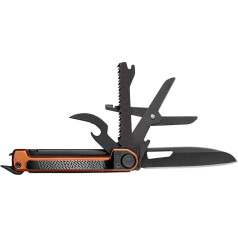 Gerber ArmBar Scout Pocket Knife with 7 Functions, Multitool with Smooth Blade, with Scissors and Saw, Black/Orange, Stainless Steel/Aluminium, 1064396