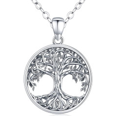 Women's Tree of Life Necklace, 925 Sterling Silver Family Tree of Life Pendant with Abalone Shell, Personalised Jewellery Gifts for Mother, Girls