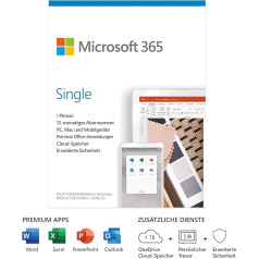 Microsoft 365 Single | 1 Nutzer | Mehrere PCs/Macs, Tablets und mobile Geräte | 1 Jahresabonnement | Box