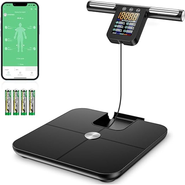 Onherm Body Fat Scales with Hand Sensors, 8 Electrodes Digital Body Scales with LCD Display, Ultra Precision Scales Body Fat and Muscle Mass with App, 32 Measurement Data, for Measuring Body Fat, BMI