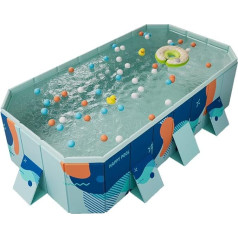 XUDREZ Foldable Rectangular Pool, Mega Foldable Non-Inflatable Family Pool, Floating The Goddess, Adult Garden Swimming Pool, Family Reunion in Summer Pool, Blue, 100.78 x 65.74 x 19.68 Inches