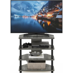 Furinno Easy Assembly 4-Tier Petite TV Stand French Oak Grey/Black