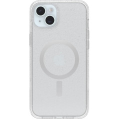 OtterBox Symmetry Series Clear Case for iPhone 15 Plus and iPhone 14 Plus, Stardust (Clear/Silver) Snaps onto MagSafe ON, Ultra Slim, Raised Edges Protect Camera and