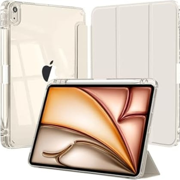 Case for iPad Air 13 Inch M3/M2 (2025/2024) with Pen Holder and Soft TPU Bumper, Clear Transparent Back Shell Thin Stand Shockproof Tablet Cover Protective Case, Polar Star