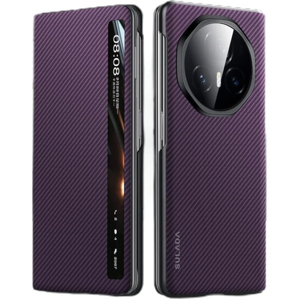 Hülle For Magic V3 Stand Flip Cases View Window + Wireless Charge, Carbon Fibre Magnetic Flip Folio Mobile Phone Case for Honor Magic V3 (1)