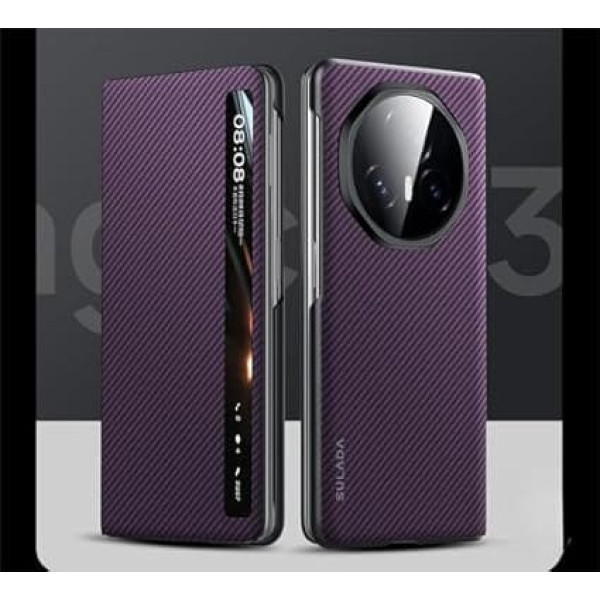 Hülle For Magic V3 Stand Flip Cases View Window + Wireless Charge, Carbon Fibre Magnetic Flip Folio Mobile Phone Case for Honor Magic V3 (1)