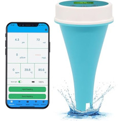 Bluetooth Bathing Swimming Pool Water Tester 6-in-1 Meter for EC/Salinity/pH/ORP/Temperature/Chlorine Meter, Wireless Floating Smart Swimming Pool Monitor Water Tester for Pools, and Swimming Pools
