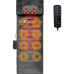 ECODE® Massage Mat for the Whole Body with 8 Vibration Motors and Lumbar Heat, Massage Mat for Back and Neck with Shiatsu Cushion, 15 Massage Modes