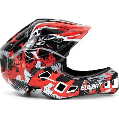 EULANT Bicycle Helmet with Chin Guard for Children, Full Face Helmet, Children, Boys, Full Face Helmet for MTB, BMX, Downhill, Cross Inline Skate, One Button Removal, Chin Guard & Rear Adjuster