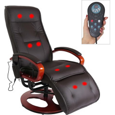 Mendler Arles II Recliner Chair with Massage, Massage Chair, Faux Leather, Coffee