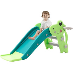 YULEYU Toddler Slide for Indoor & Outdoor Play with Basketball Ring, Non-Slip Steps, 100 cm Baby Climbing (Green)