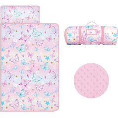 Children's Sleeping Bag with Pillow Zip, Foldable Children's Sleeping Bag with Cushion Removable for Girls and Boys, Easy to Clean Sleeping Bag for Outdoor Indoor Camping, 150 x 60 cm