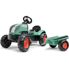 FALK Tractor with Pedals Farm Lander with Trailers, from 2 Years, 50% Recycled Plastic, Steering Wheel with Horn - 2054L, 2054L, Dark Green - 2054L