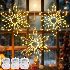 GlobaLink LED Christmas Star Lighting, Christmas Window Star Christmas Curtain Lights with Warm White LEDs, Battery Operated for Christmas, Outdoor, Bedroom, Window Decoration