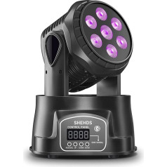 SHEHDS 7 x 18W RGBWA+UV 6 in 1 Moving Head LED Headlight Stage Wash Light Sound Active DJ Light Professional DMX512 Strobe Disco Lights for Holiday KTV Pub Bar Show